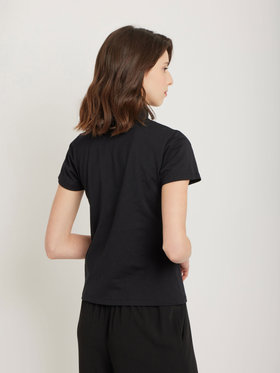 FEMME ウィメンズ コットン ハイネック 半袖 ブラウス "Violaine" ブラック