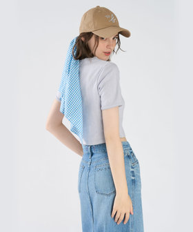 To b. by agnès b. アイレット コットン ジャージー コンパクト 半袖 Tシャツ ブルー