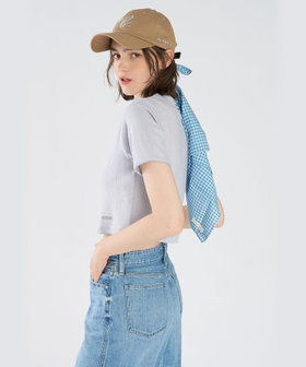 To b. by agnès b. アイレット コットン ジャージー コンパクト 半袖 Tシャツ ブルー