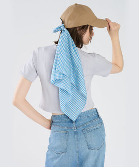 To b. by agnès b. アイレット コットン ジャージー コンパクト 半袖 Tシャツ ブルー