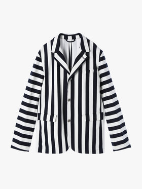 HOMME メンズ メンズ ストライプ コットン ジャケット ネイビー