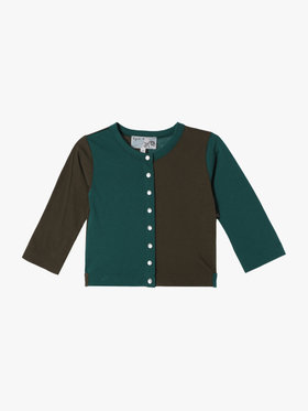 ENFANT ベビー 【Outlet】ベビー バイカラー コットン 長袖 カーディガンプレッション グリーン