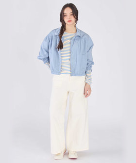 To b. by agnès b. シアー ナイロン パフィー ブルゾン ブルー