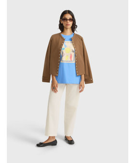 FEMME ウィメンズ プリント オーガニックコットン 半袖 アーティストTシャツ "Frederic Bruly Bouabre" ブルー系その他