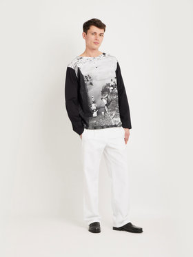 HOMME メンズ フォトプリント コットン 長袖 Tシャツ ”La plage” マルチ