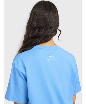 FEMME ウィメンズ プリント オーガニックコットン 半袖 アーティストTシャツ "Frederic Bruly Bouabre" ブルー系その他