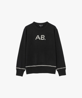 FEMME ウィメンズ "AB."刺繍 長袖 ニットプルオーバー ブラック