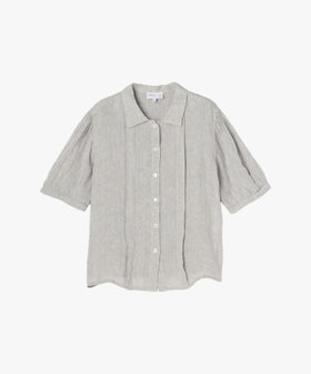 リネン 半袖 スタンドカラー ブラウス "New Desir"