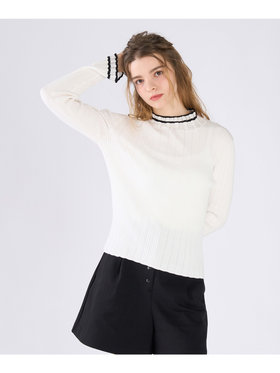 To b. by agnès b. コットン オープンワーク ニット プルオーバー ホワイト