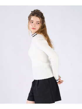 To b. by agnès b. コットン オープンワーク ニット プルオーバー ホワイト