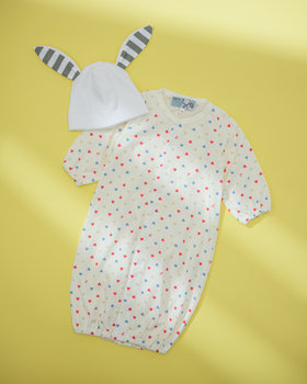 ENFANT ベビー WEB限定 ベビーギフトボックス ボネ・ハートプリントロンパース 2点セット ホワイト