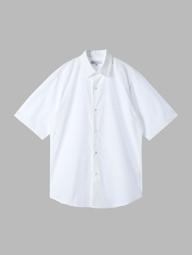 HOMME メンズ メンズ ロゴ 刺繍 半袖 シャツ ”Andy” ホワイト