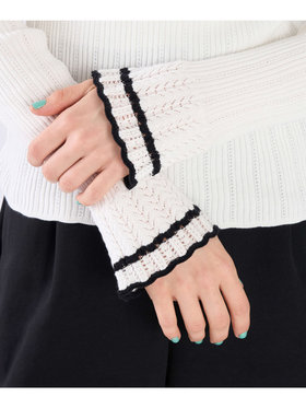 To b. by agnès b. コットン オープンワーク ニット プルオーバー ホワイト