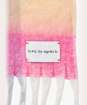 To b. by agnès b. ブロックチェック マフラー ピンク