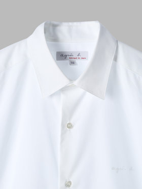 HOMME メンズ メンズ ロゴ 刺繍 半袖 シャツ ”Andy” ホワイト