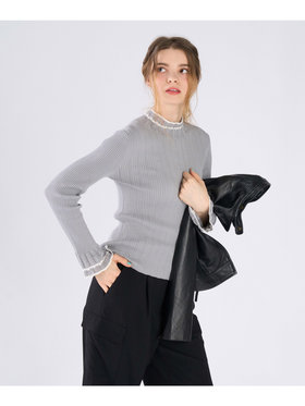 To b. by agnès b. コットン オープンワーク ニット プルオーバー グレー