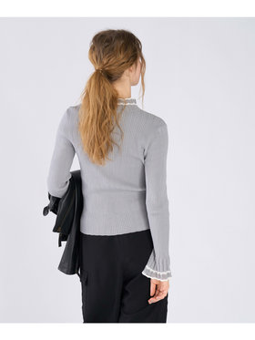 To b. by agnès b. コットン オープンワーク ニット プルオーバー グレー