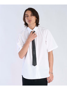 HOMME メンズ メンズ ロゴ 刺繍 半袖 シャツ ”Andy” ホワイト