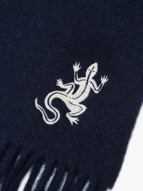 HOMME メンズ アイコニック 刺繍 ウール マフラー "Lezard" ブルー系その他