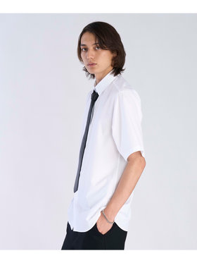 HOMME メンズ メンズ ロゴ 刺繍 半袖 シャツ ”Andy” ホワイト