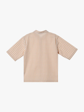 ENFANT ユニセックス キッズ ギンガムチェック コットン 半袖 シャツ ブラウン系その他