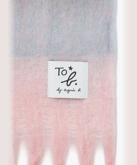 To b. by agnès b. ブロックチェック マフラー ブルー