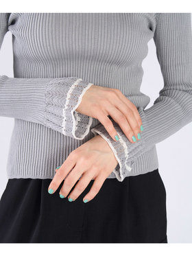 To b. by agnès b. コットン オープンワーク ニット プルオーバー グレー