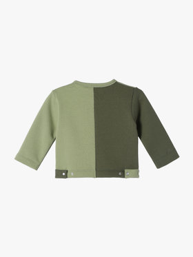 ENFANT ベビー ベビー バイカラー コットン 長袖 カーディガンプレッション グリーン