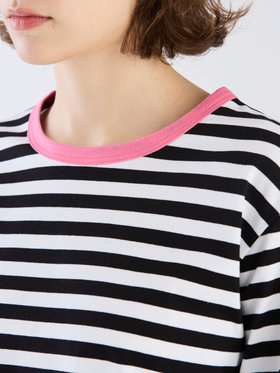 FEMME ウィメンズ 細ボーダー コットン 長袖 Tシャツ "Biotop" ブラック