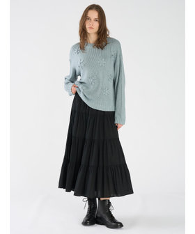 To b. by agnès b. フラワーモチーフ ニットプルオーバー ブルー