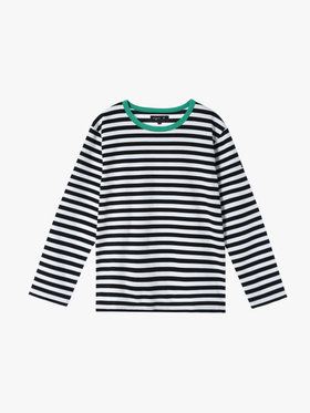 FEMME ウィメンズ 細ボーダー コットン 長袖 Tシャツ ”Biotop” ブラック