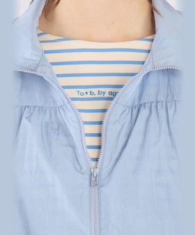 To b. by agnès b. シアー ナイロン パフィー ブルゾン ブルー