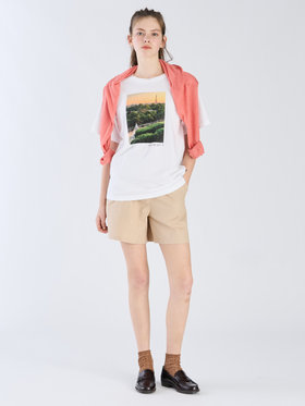 To b. by agnès b. 【Outlet】リネンコットンキャンバスショートパンツ ホワイト