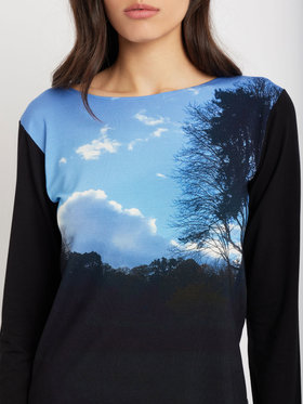 FEMME ウィメンズ フォトプリント コットン 長袖 Tシャツ ”Ciel Bleu” マルチ