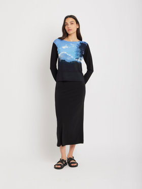 FEMME ウィメンズ フォトプリント コットン 長袖 Tシャツ ”Ciel Bleu” マルチ