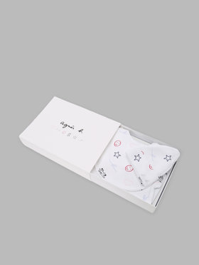 ENFANT ベビー ベビー コットン 長袖ボディ・スタイ・帽子 3点セット ホワイト