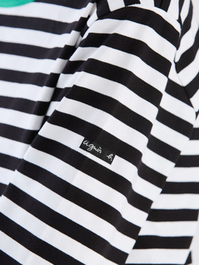 FEMME ウィメンズ 細ボーダー コットン 長袖 Tシャツ ”Biotop” ブラック