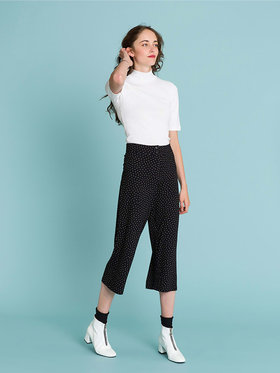 FEMME ウィメンズ コットン 半袖 ハイネックTシャツ "Vian" ホワイト