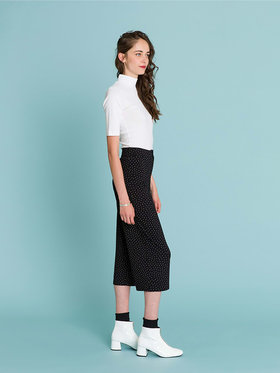 FEMME ウィメンズ コットン 半袖 ハイネックTシャツ "Vian" ホワイト