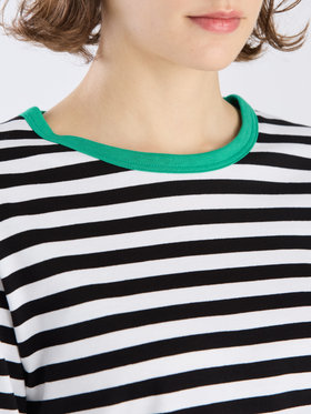 FEMME ウィメンズ 細ボーダー コットン 長袖 Tシャツ ”Biotop” ブラック