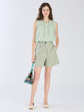 To b. by agnès b. 【Outlet】リネンコットンキャンバスショートパンツ カーキ