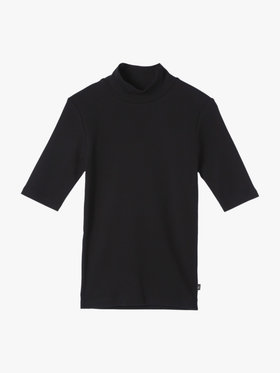 FEMME ウィメンズ オーガニックコットン 半袖 ハイネックTシャツ "Vian" ブラック