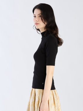 FEMME ウィメンズ オーガニックコットン 半袖 ハイネックTシャツ "Vian" ブラック