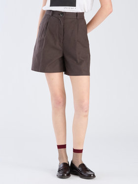 To b. by agnès b. 【Outlet】リネンコットンキャンバスショートパンツ グレー×ブラック