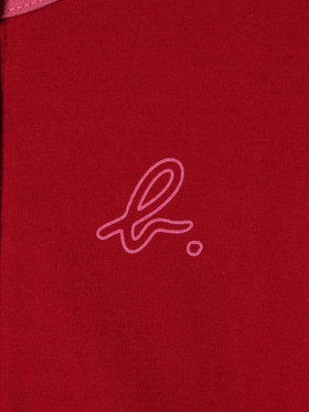 ENFANT ベビー ベビー バイカラー "b."ロゴ コットン 長袖 カーディガンプレッション レッド