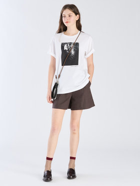 To b. by agnès b. 【Outlet】リネンコットンキャンバスショートパンツ グレー×ブラック