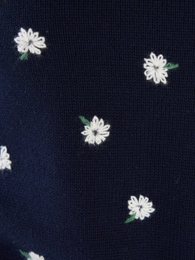 To b. by agnès b. フラワー 刺繍 コットン ニット プルオーバー ネイビー
