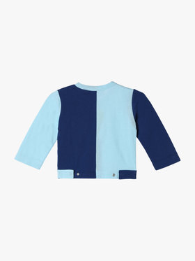 ENFANT ベビー ベビー バイカラー "b."ロゴ コットン 長袖 カーディガンプレッション ブルー