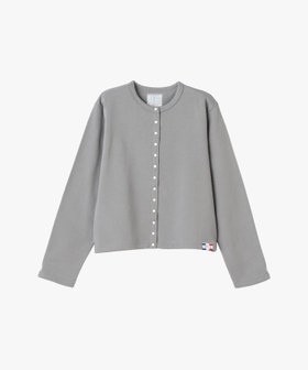 FEMME ウィメンズ オーガニックコットン メルトン 長袖 カーディガンプレッション "Le Classique" ベージュ