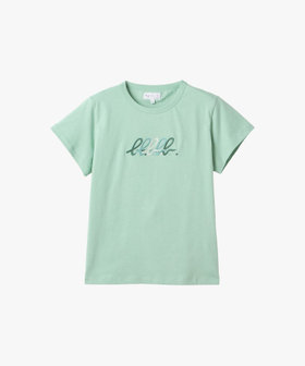 FEMME ウィメンズ "b."ロゴ 刺繍 コットン 半袖 Tシャツ "Brando" グリーン系その他